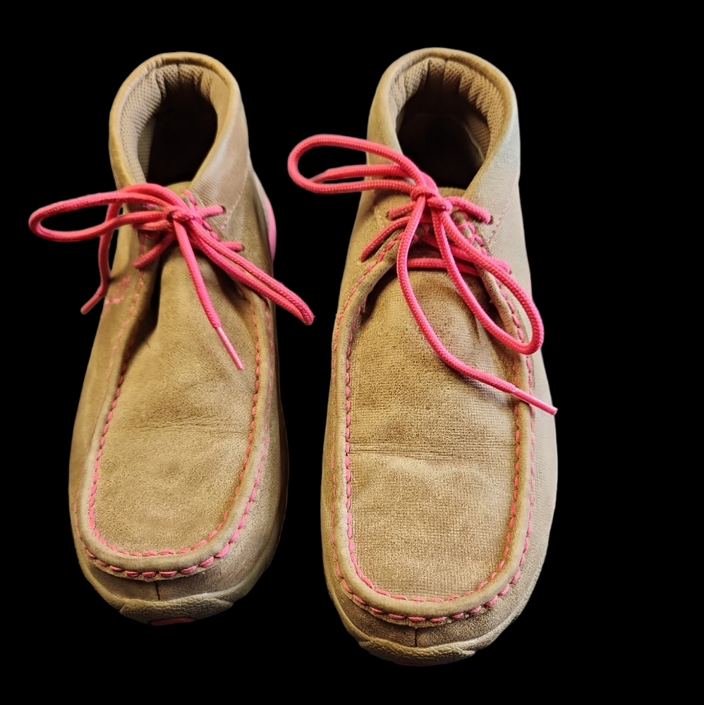 Twisted X Tan Ankle Boots with Pink Laces